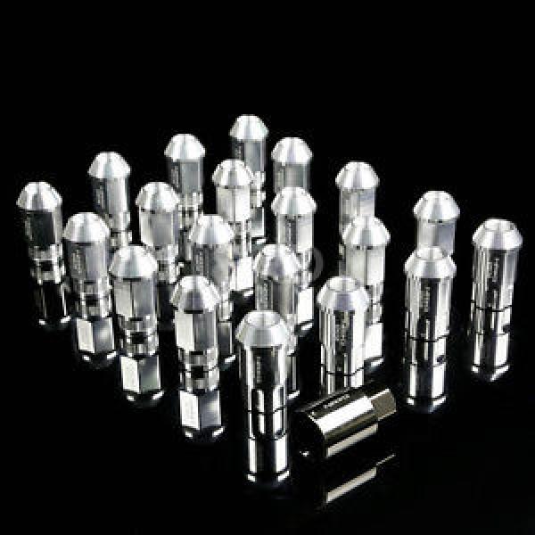 NRG ANODIZED ALUMINUM OPEN END TUNER WHEEL LUG NUT LOCK M12x1.5 SILVER 20 PC+KEY #1 image