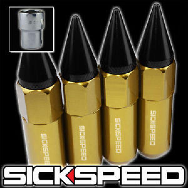 4 24K/BLACK SPIKE 60MM ALUMINUM EXTENDED TUNER LOCKING LUG NUTS WHEEL 12X1.5 L02 #1 image