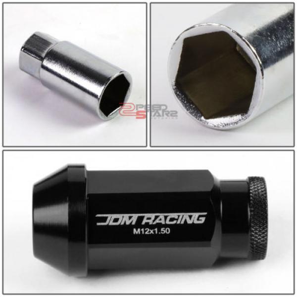 BLACK 50MM ALUMINUM WHEEL RIM LOCK ACORN TUNER LUG NUT+KEY Deville/CTS/DTS/STS #5 image