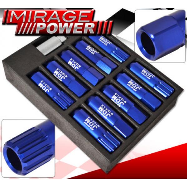 (20 PIECES) UNIVERSAL M12x1.5 ALUMINUM TUNER WHEEL LUG NUTS BLUE + LOCKING KEY #2 image