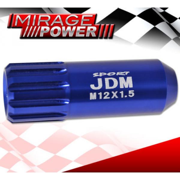 (20 PIECES) UNIVERSAL M12x1.5 ALUMINUM TUNER WHEEL LUG NUTS BLUE + LOCKING KEY #4 image