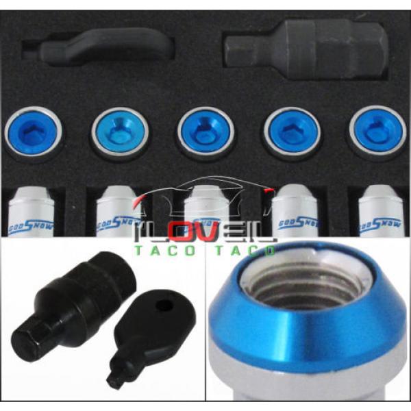 M12 X 1.5 20PC CHROME BLUE LOCK KEY TUNER CNC LUG NUTS PERFORMANCE RACING SET #3 image