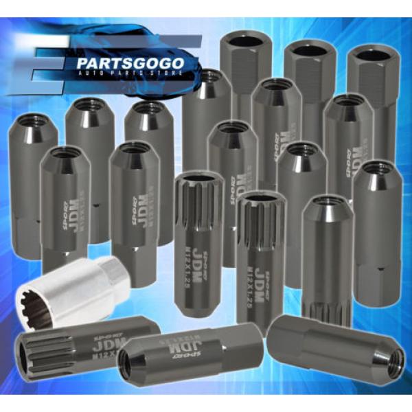 UNIVERSAL M12x1.25MM EXTENDED CNC ALUMINUM JDM VIP LUG NUT LOCKING KEY SET GREY #1 image