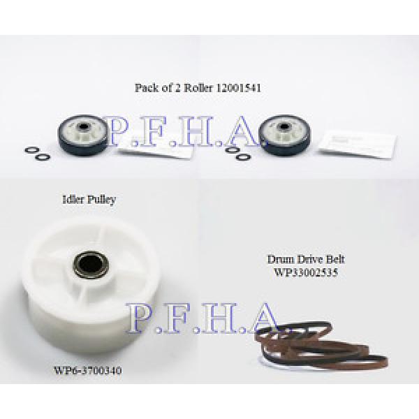 Dryer Belt WP33002535 &amp; (2) Support Roller 12001541 &amp; Pulley WP6-3700340 #1 image