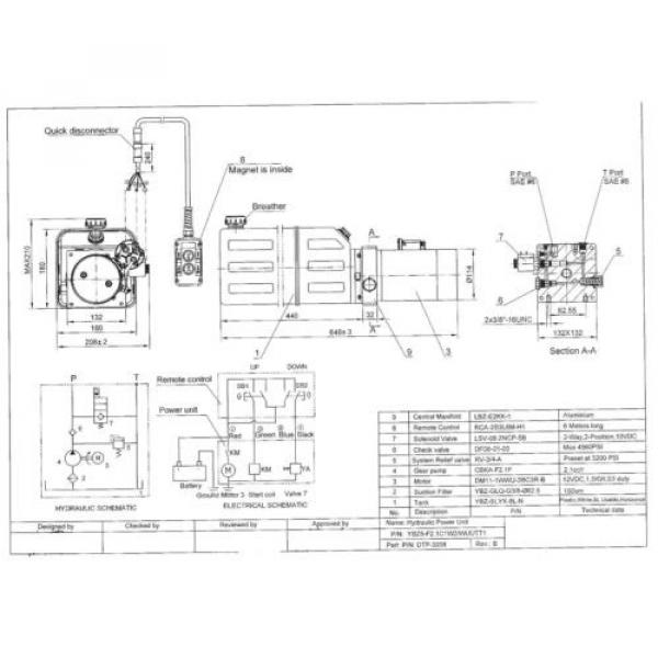 3208C Dump Trailer Hydraulic Power Unit,12V Single Acting,8L Metal Tank, OEM Pump #2 image