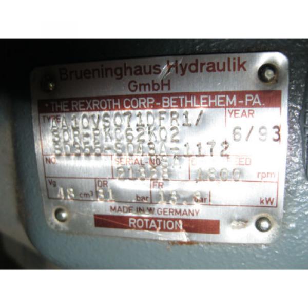 REXROTH HYDRAULIC MOTOR AA10VS071DFR1, 1800RPM Motor #2 image