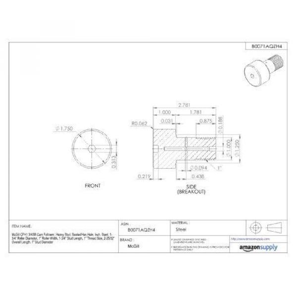McGill CFH1 3/4SB Cam Follower, Heavy Stud, Sealed/Hex Hole, Inch, Steel, 1-3/4&#034; #2 image