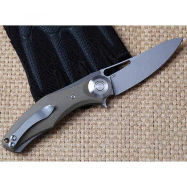 High Quality Knife Desert G10 Handle D2 Plain Edge Outdoor Flipper Bearing Hunt #3 image