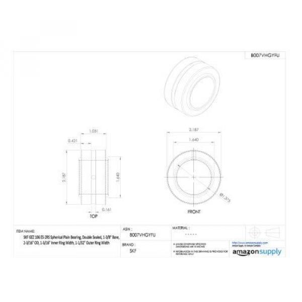 SKF GEZ 106 ES-2RS Spherical Plain Bearing, Double Sealed, 1-3/8&#034; Bore, 2-3/16&#034; #2 image