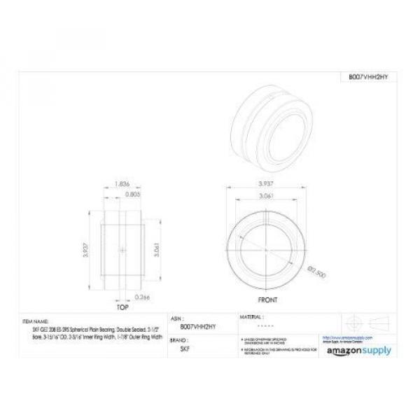 SKF GEZ 208 ES-2RS Spherical Plain Bearing, Double Sealed, 2-1/2&#034; Bore, 3-15/16&#034; #2 image