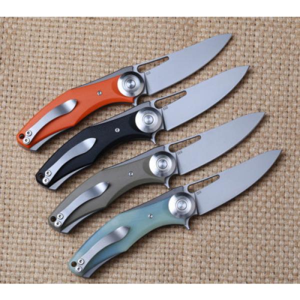 Smooth Open Hunting Orange G10 Handle D2 Plain Edge Tactical Knife Bearing Camp #5 image