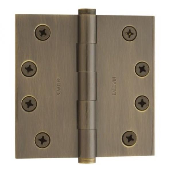 Baldwin 1040050I 4&#034; x 4&#034; Solid Brass Square Corner Plain Bearing Mortise Hinge #1 image