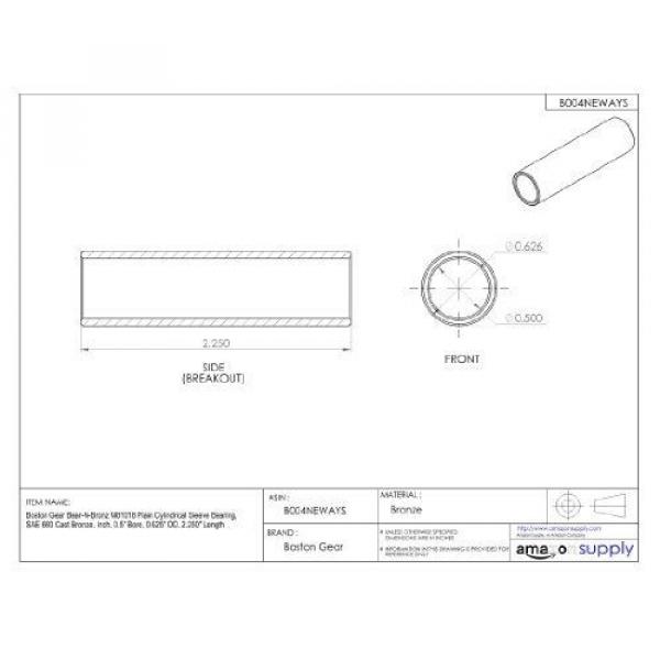 Boston Gear Bear-N-Bronz M81018 Plain Cylindrical Sleeve Bearing, SAE 660 Cast #2 image