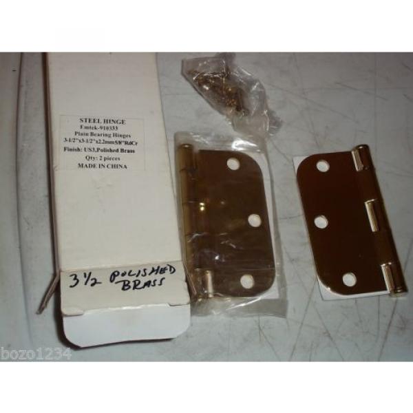 2 US3 POLISHED BRASS 31/2&#034;x3 1/2&#034;x5/8&#034; RdCr PLAIN BEARING HINGES EMTEK 910333 #1 image