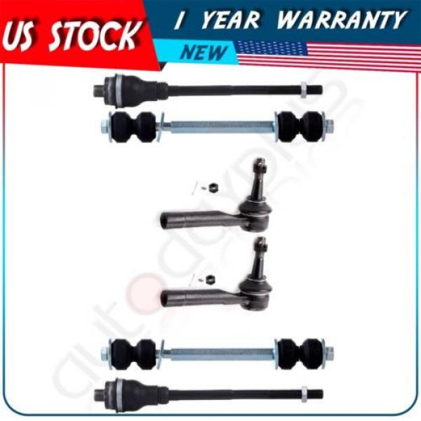 Suspension 2 Outer &amp; 2 Inner Tie Rod End 2 Sway Bar Link For 2001-2006 GMC Yukon #1 image