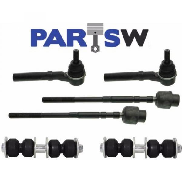 6pc Front Suspension Kit Inner &amp; Outer Tie Rod Ends &amp; Sway Bar Link 1 Year Wrnty #1 image