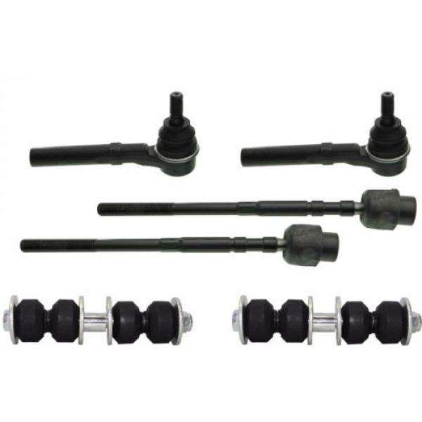 6pc Front Suspension Kit Inner &amp; Outer Tie Rod Ends &amp; Sway Bar Link 1 Year Wrnty #2 image