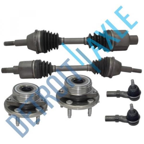 6-Pc: 2 Front CV Axle Shafts w/ABS + 2 Tie Rods + 2 Wheel Hub + Bearing Assembly #1 image