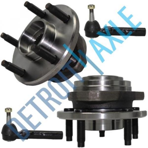 NEW 4 pc Kit - 2 Front Wheel Hub and Bearing Assembly w/o ABS + 2 Outer Tie Rod #1 image