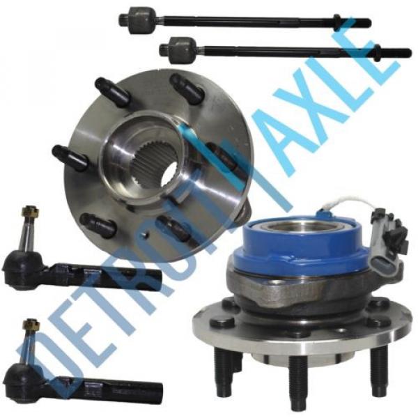 6 pc Kit 2 Front Wheel Hub and Bearing Assembly ABS + 2 Outer + 2 Inner Tie Rods #1 image