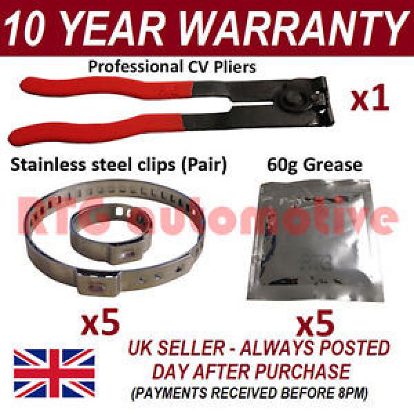 CV BOOT CLAMPS PAIR INNER &amp; OUTER x5 CV GREASE x5 EAR PLIERS x1 KIT 4.5 #1 image