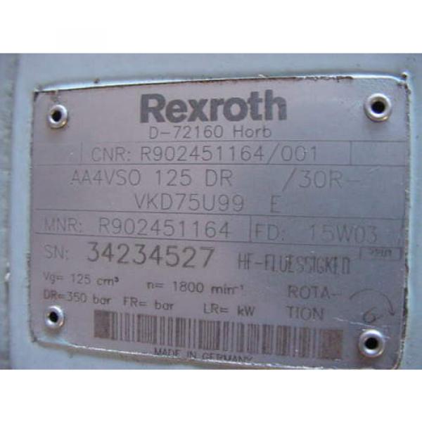 New Rexroth Hydraulic AA4VSO125DR/VDK75U99E Marathon 100 HP Axial Piston Pump #3 image