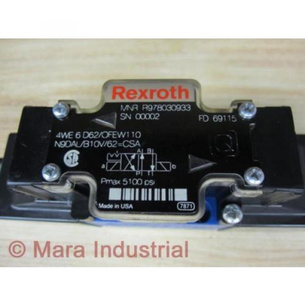 Rexroth Bosch R978030933 Valve 4WE6D62OFEW110N9DALB10V62CSA - New No Box #2 image