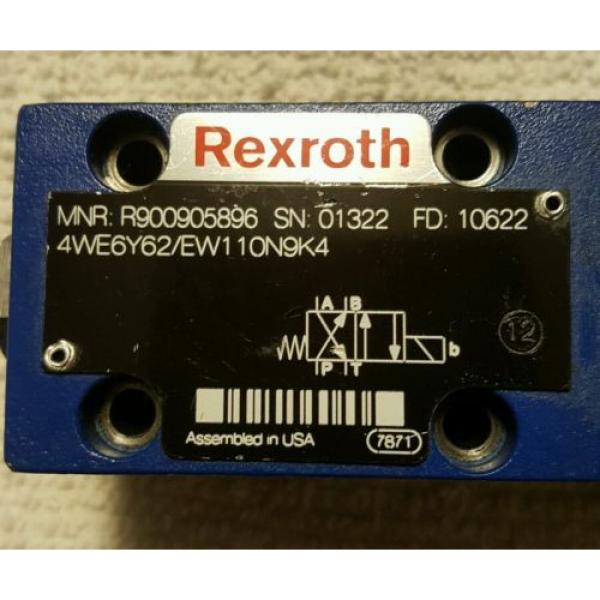 REXROTH Directional Control Valve R900905896 4WE6Y62/EW110N9K4 Used Ex. Cond. #2 image