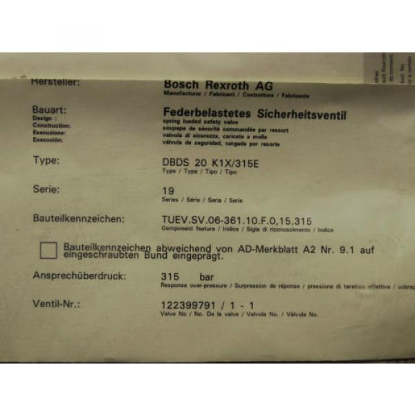 NEW !   Rexroth Bosch valve ventil R900424269 / DBDS 20 K1X/315E Invoice #4 image